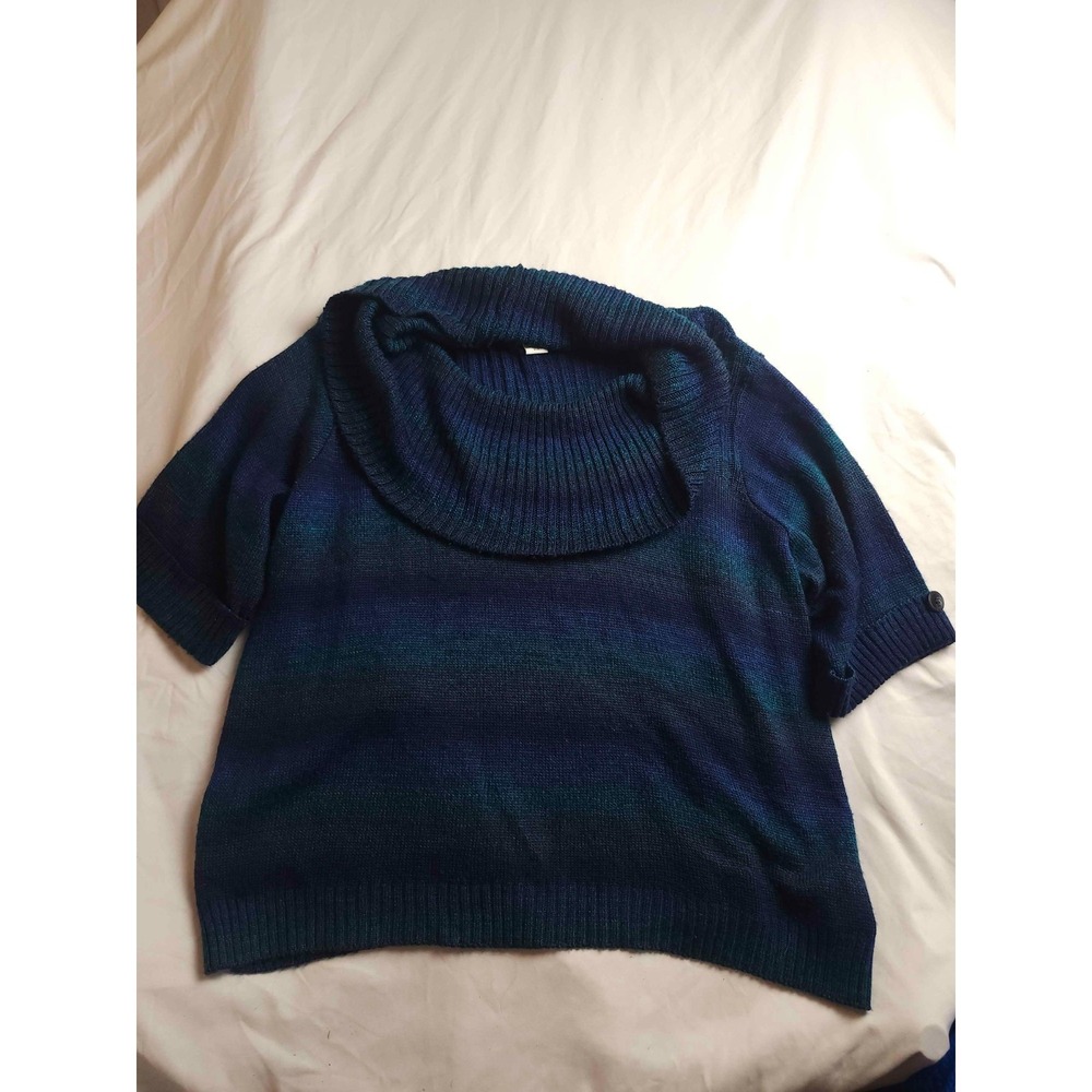 Ruby Rd Favorites Sweater Womens 3X Blue Knit Cowl Neck Pullover Long Sleeve